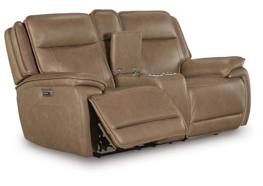 Glencroft Power Reclining Loveseat with Console angled view