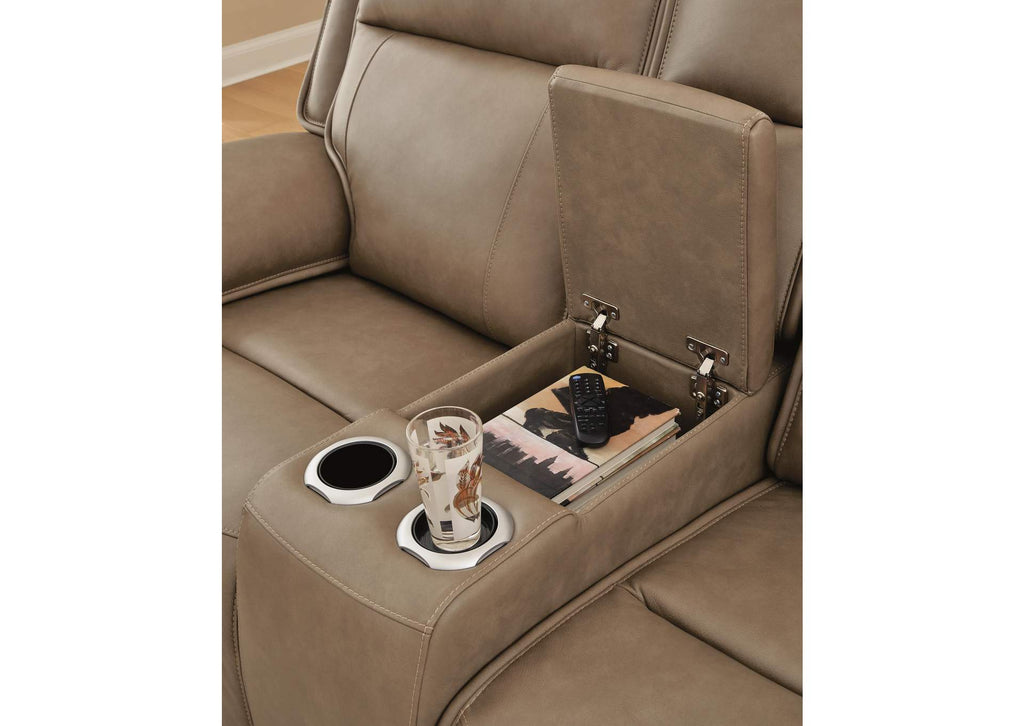 Glencroft Power Reclining Loveseat with Console detail