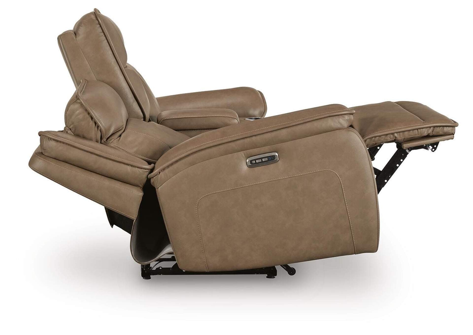Malcesine Dual Power Leather Reclining Sofa and Loveseat side view