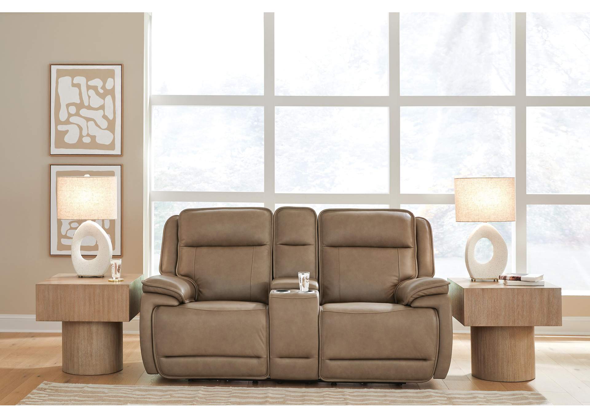 Malcesine Dual Power Leather Reclining Sofa and Loveseat