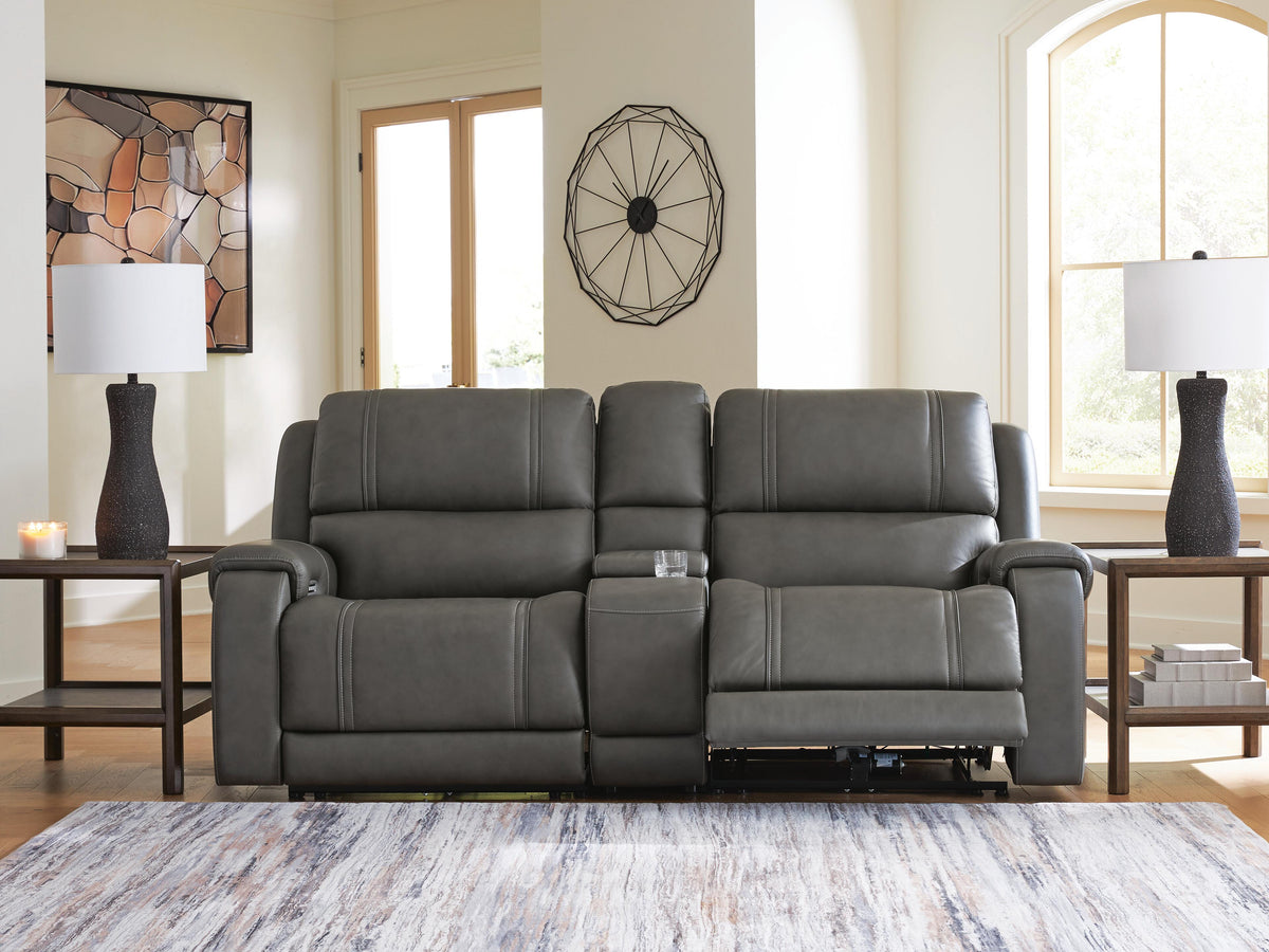 5Z - Pittson sectional, 3-Piece Power Reclining Sectional Loveseat with Console · 93 × 43 × 43 in, view 3