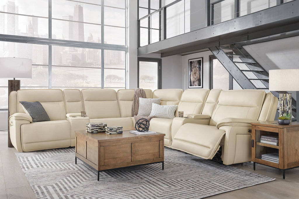 Double Deal sectional, 7-Piece Reclining Sectional with 2 Consoles · 136.75 × 136.25 × 42.5 in, view 4