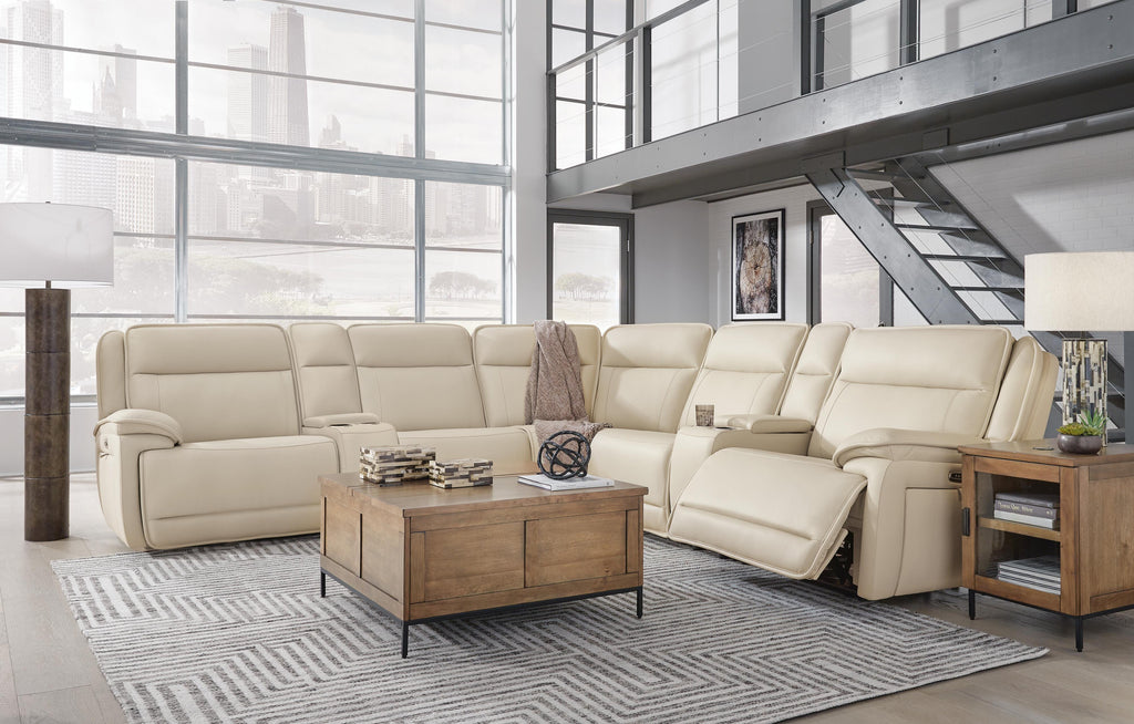 Double Deal sectional, 7-Piece Reclining Sectional with 2 Consoles · 136.75 × 136.25 × 42.5 in, view 3