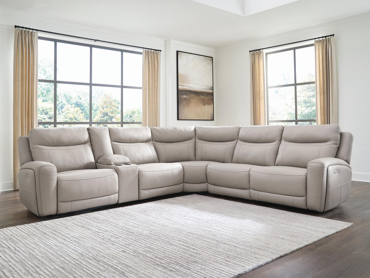 Gravier sectional, 6-Piece Power Reclining Sectional with Storage Console · 157 × 144 × 42 in, view 2