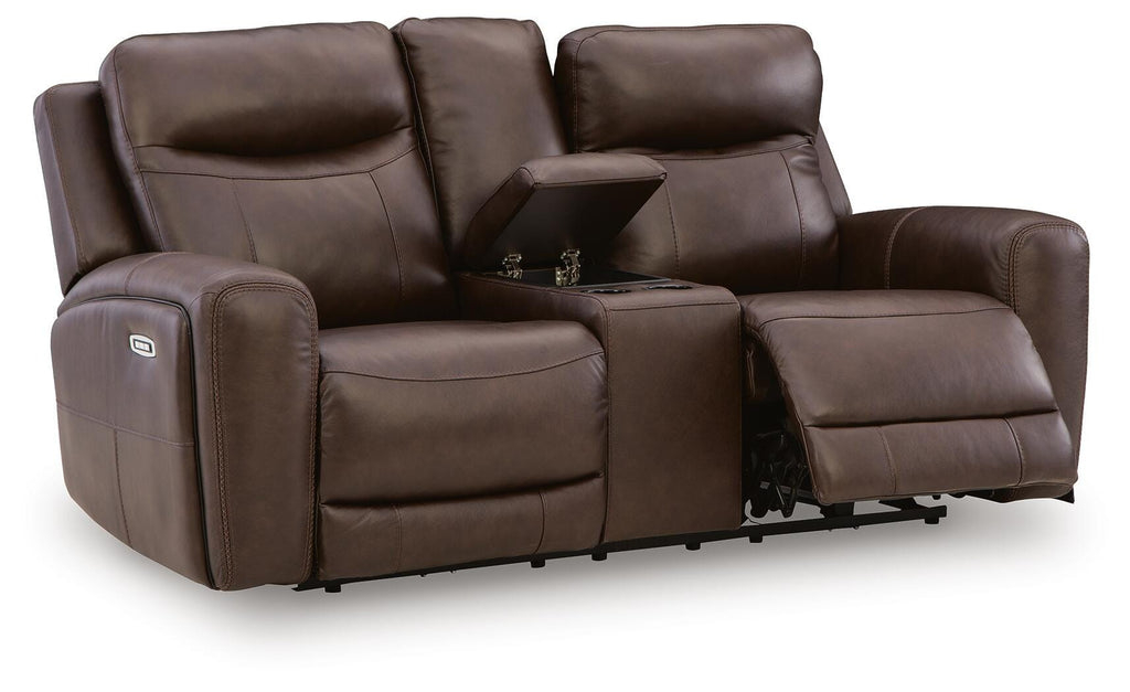 Gravier Power Reclining Loveseat with Console in Cordova, open view