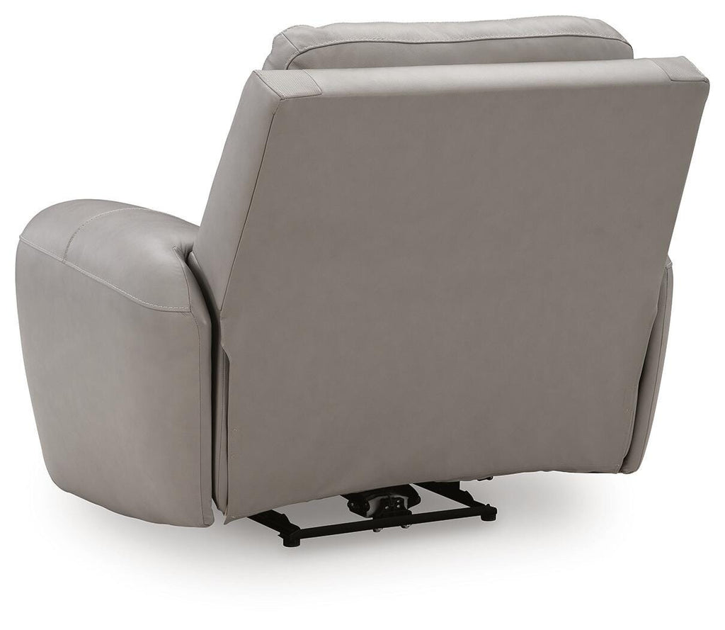 Real Moments Power Recliner with Audio Seating in Ash, back view