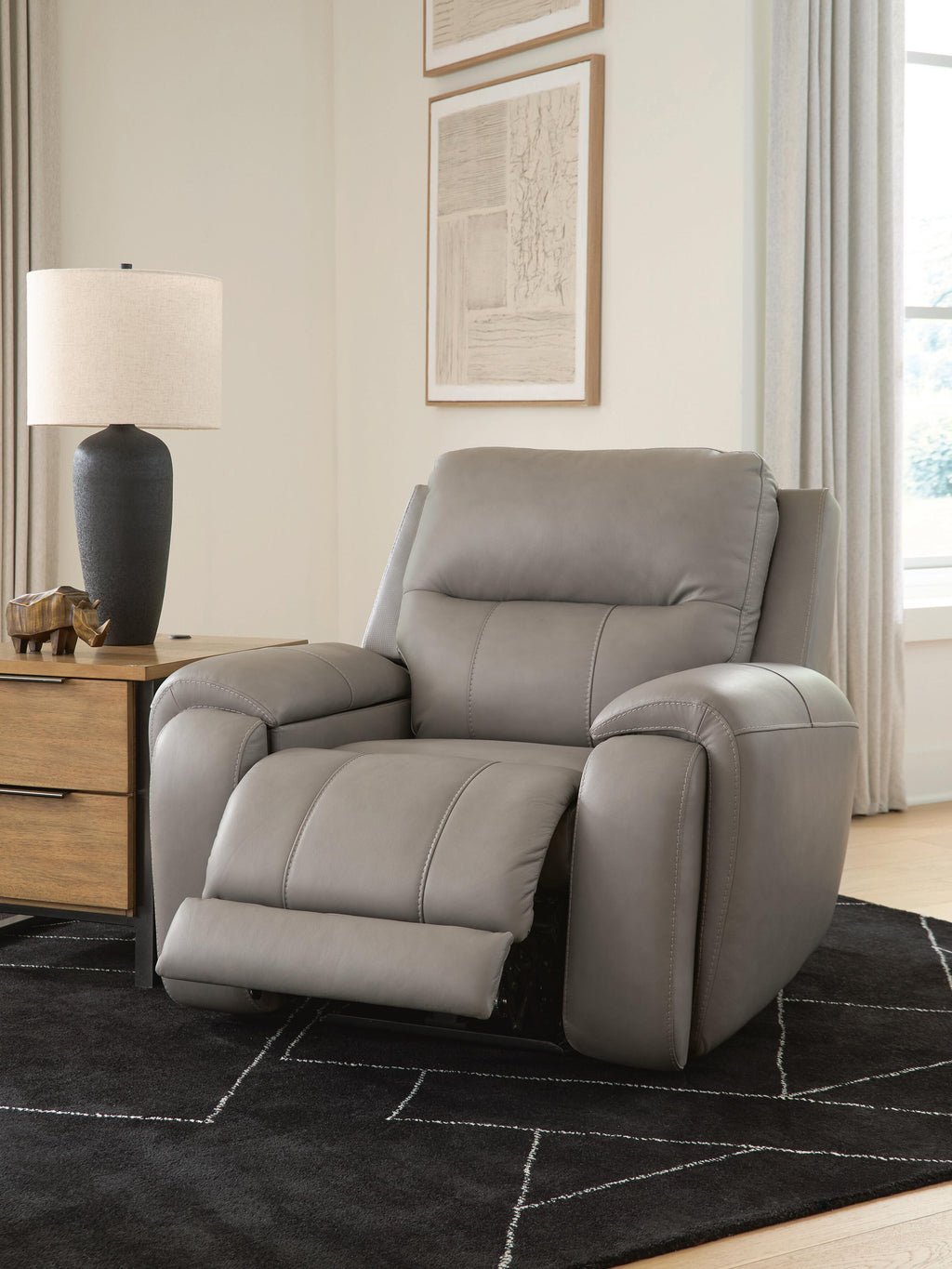 Real Moments Power Recliner with Audio Seating in Ash, open view