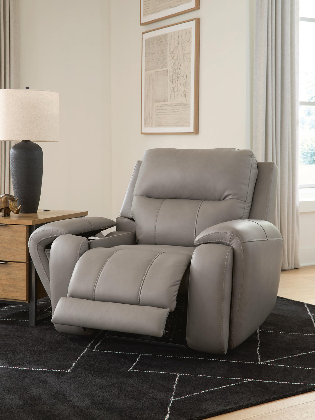 Real Moments Power Recliner with Audio Seating in Ash, open view