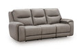 Real Moments Power Reclining Sofa with Audio Seating in Ash, closed view