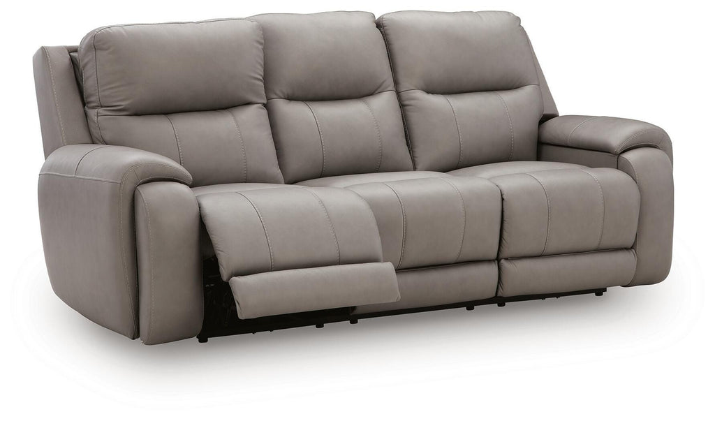 Real Moments Power Reclining Sofa with Audio Seating in Ash, open view