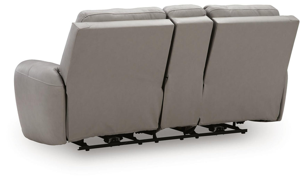 Real Moments Power Reclining Loveseat with Audio Seating in Ash, back view