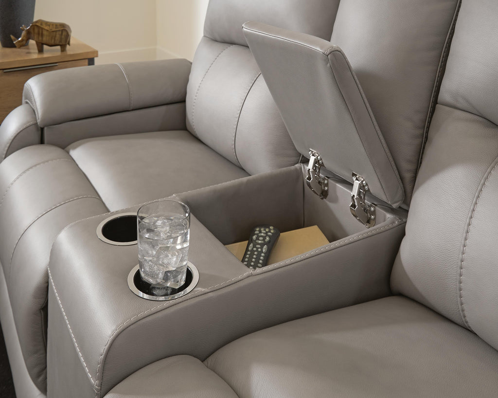 Real Moments Power Reclining Loveseat with Audio Seating in Ash, alternate view 15