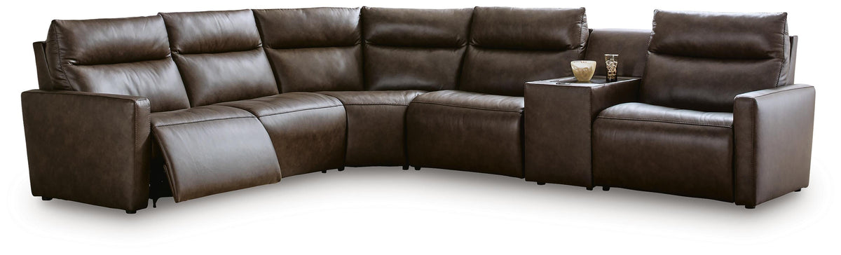 ModZ sectional, 6-Piece Power Reclining Sectional with Audio Console · 137 × 119 × 41 in, view 1