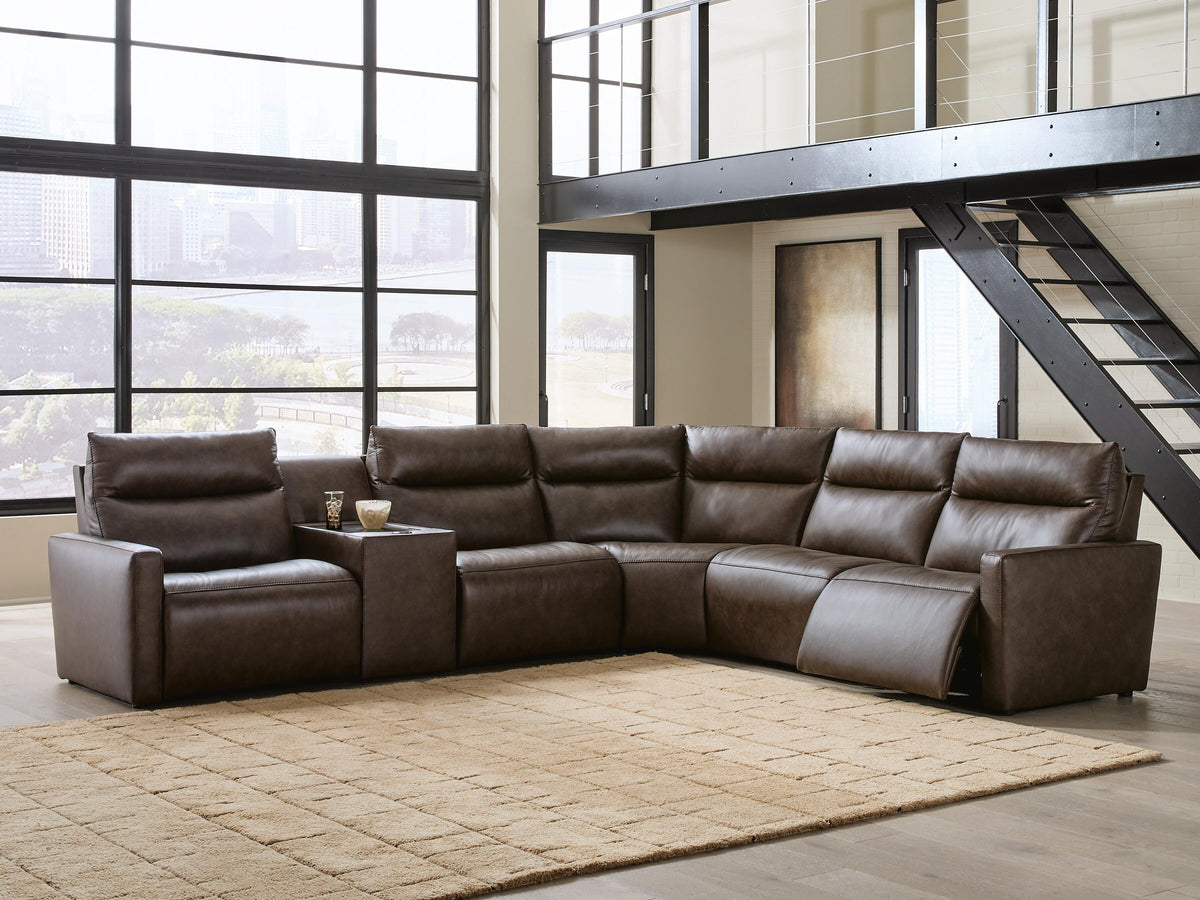 ModZ sectional, 6-Piece Power Reclining Sectional with Audio Console · 137 × 119 × 41 in, view 2