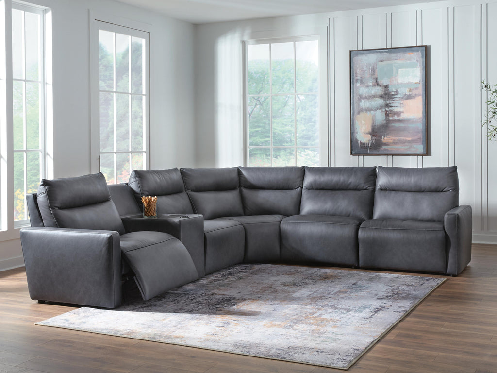 ModZ sectional, 6-Piece Power Reclining Sectional with Audio Console · 157 × 139 × 41 in, view 2