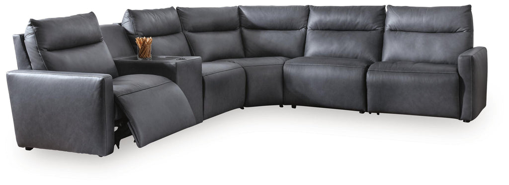 ModZ sectional, 6-Piece Power Reclining Sectional with Audio Console · 157 × 139 × 41 in, view 1