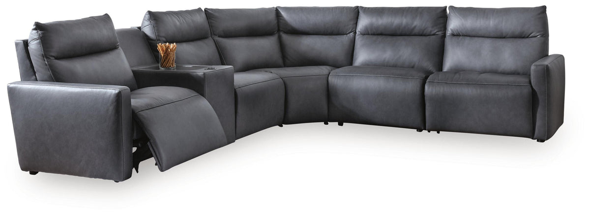 ModZ sectional, 6-Piece Power Reclining Sectional with Audio Console · 157 × 139 × 41 in, view 1