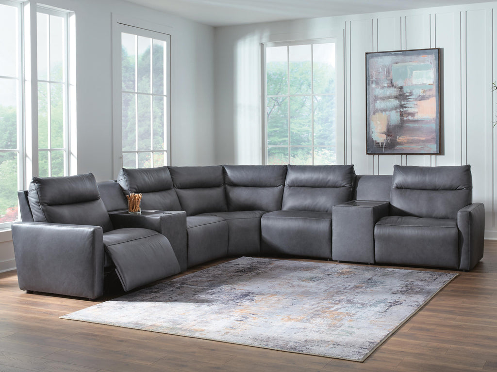 ModZ sectional, 7-Piece Power Reclining Sectional with Audio Consoles · 157 × 157 × 41 in, view 2