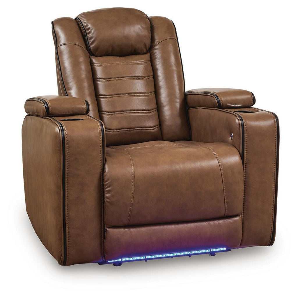 Gruaro Power Recliner in Amber, closed view
