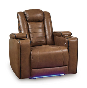 Gruaro Power Recliner in Amber, closed view