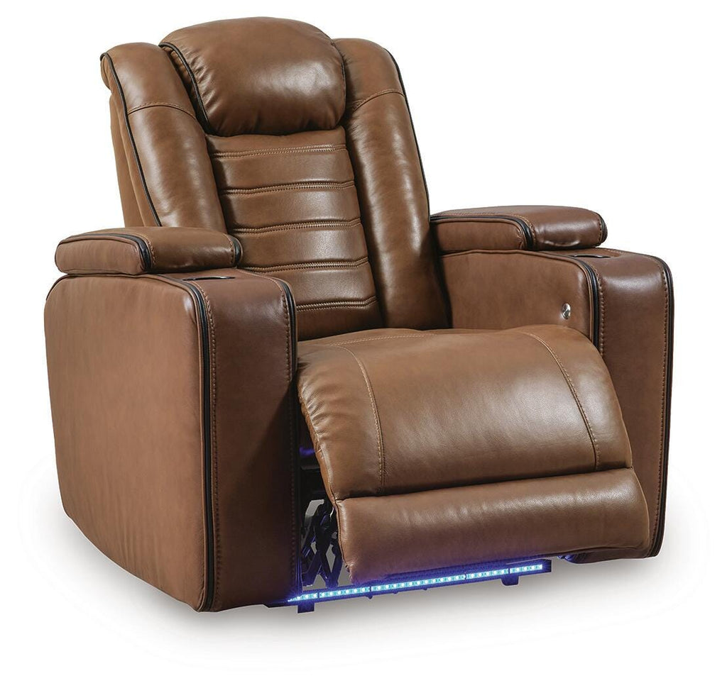 Gruaro Power Recliner in Amber, open view