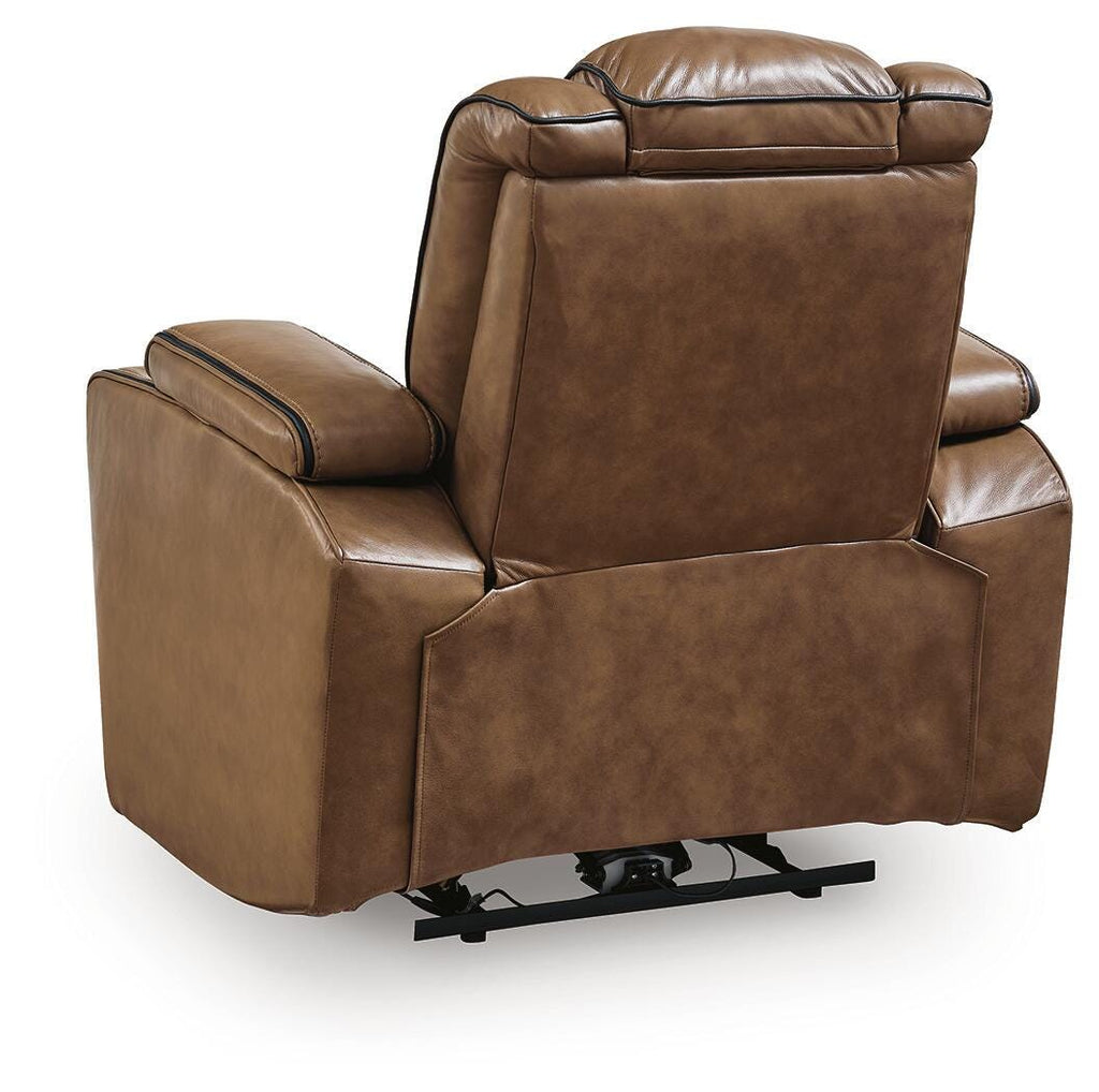 Gruaro Power Recliner in Amber, back view