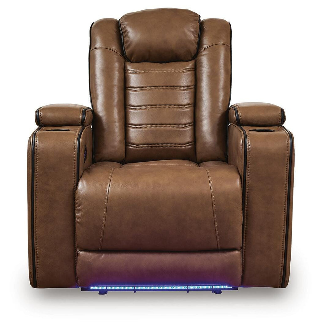 Gruaro Power Recliner in Amber, front view