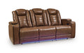 Gruaro Power Reclining Sofa in Amber, closed view
