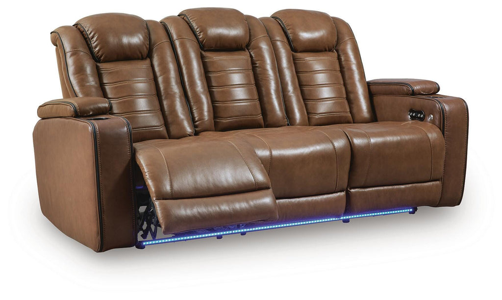 Gruaro Power Reclining Sofa in Amber, open view