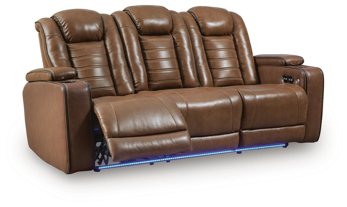 Gruaro Power Reclining Sofa in Amber, open view