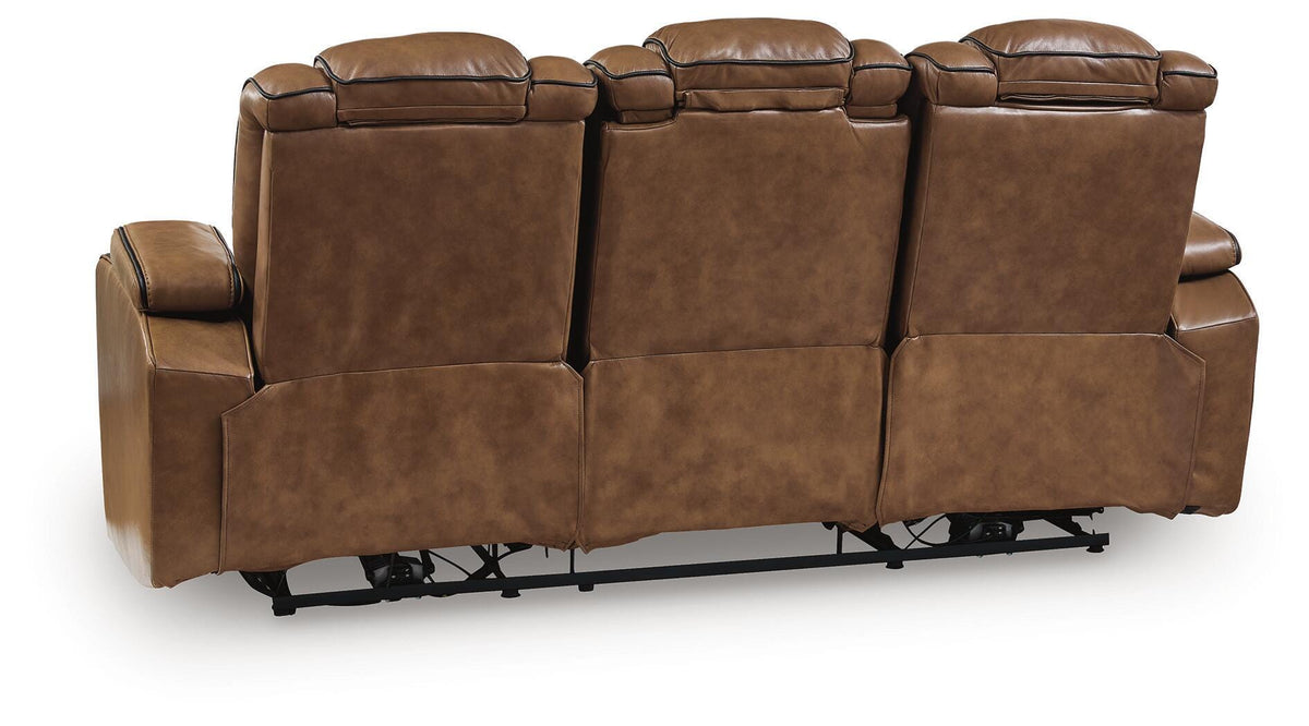 Gruaro Power Reclining Sofa in Amber, back view