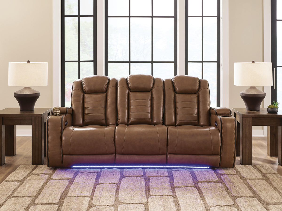 Gruaro Power Reclining Sofa in Amber, lifestyle view