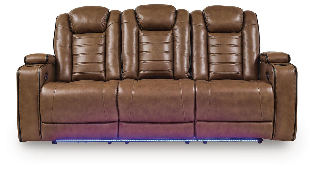 Gruaro Power Reclining Sofa in Amber, front view