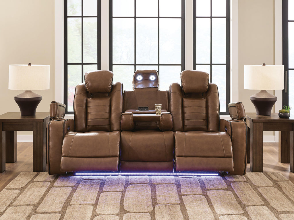 Gruaro Power Reclining Sofa in Amber, lifestyle view