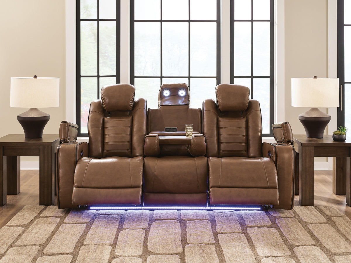 Gruaro Power Reclining Sofa in Amber, lifestyle view