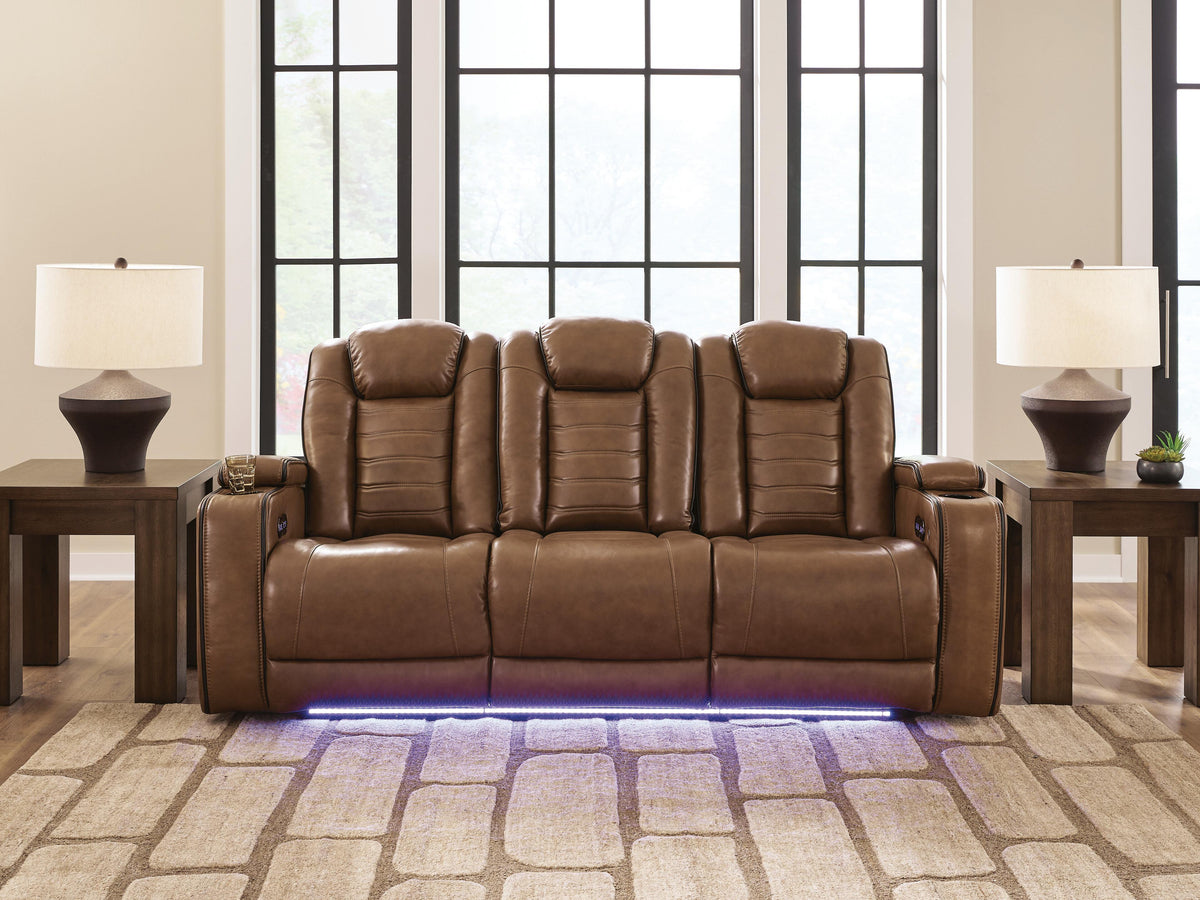Gruaro Power Reclining Sofa in Amber, lifestyle view