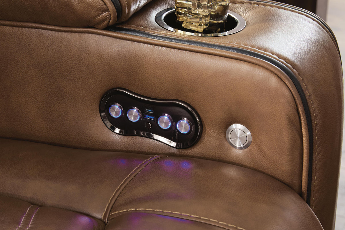 Gruaro Power Reclining Loveseat with Console in Amber, alternate view 9