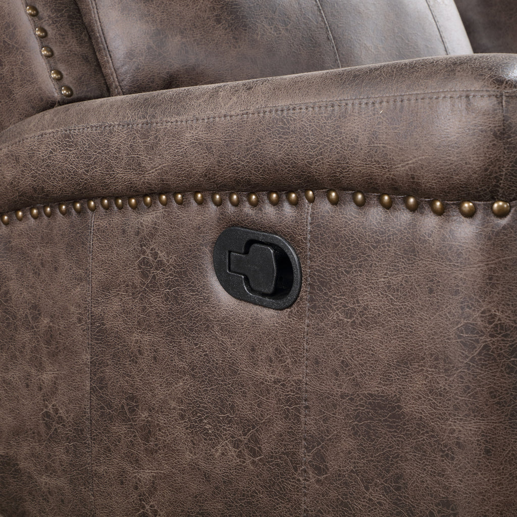 Quade Console Loveseat W/ Dual Recliners-Mocha