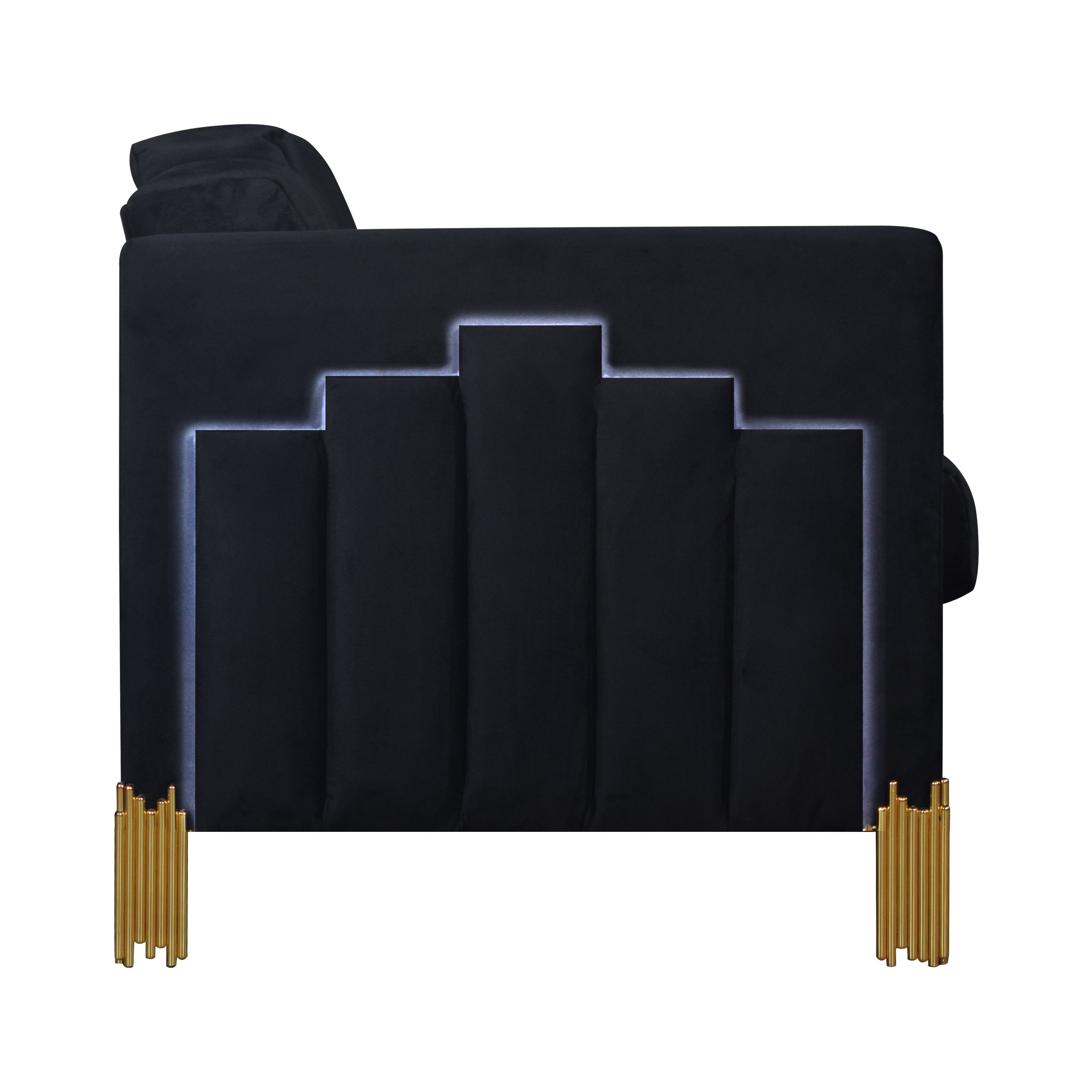 Empire Lighted Loveseat-Black
