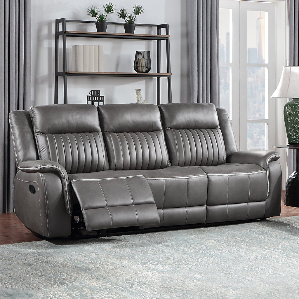 Enzo Sofa w/Dual Recliner- Gray