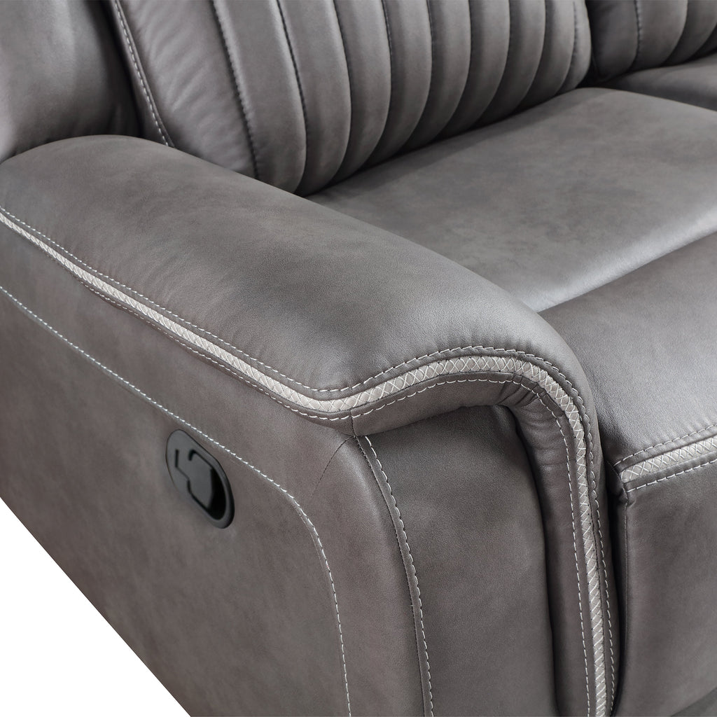 Enzo Sofa w/Dual Recliner- Gray