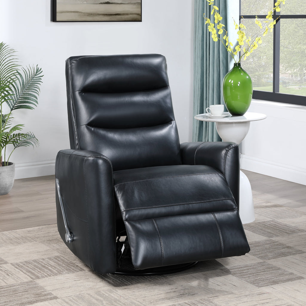 Takami Swivel Recliner - Black / Vegan Leather