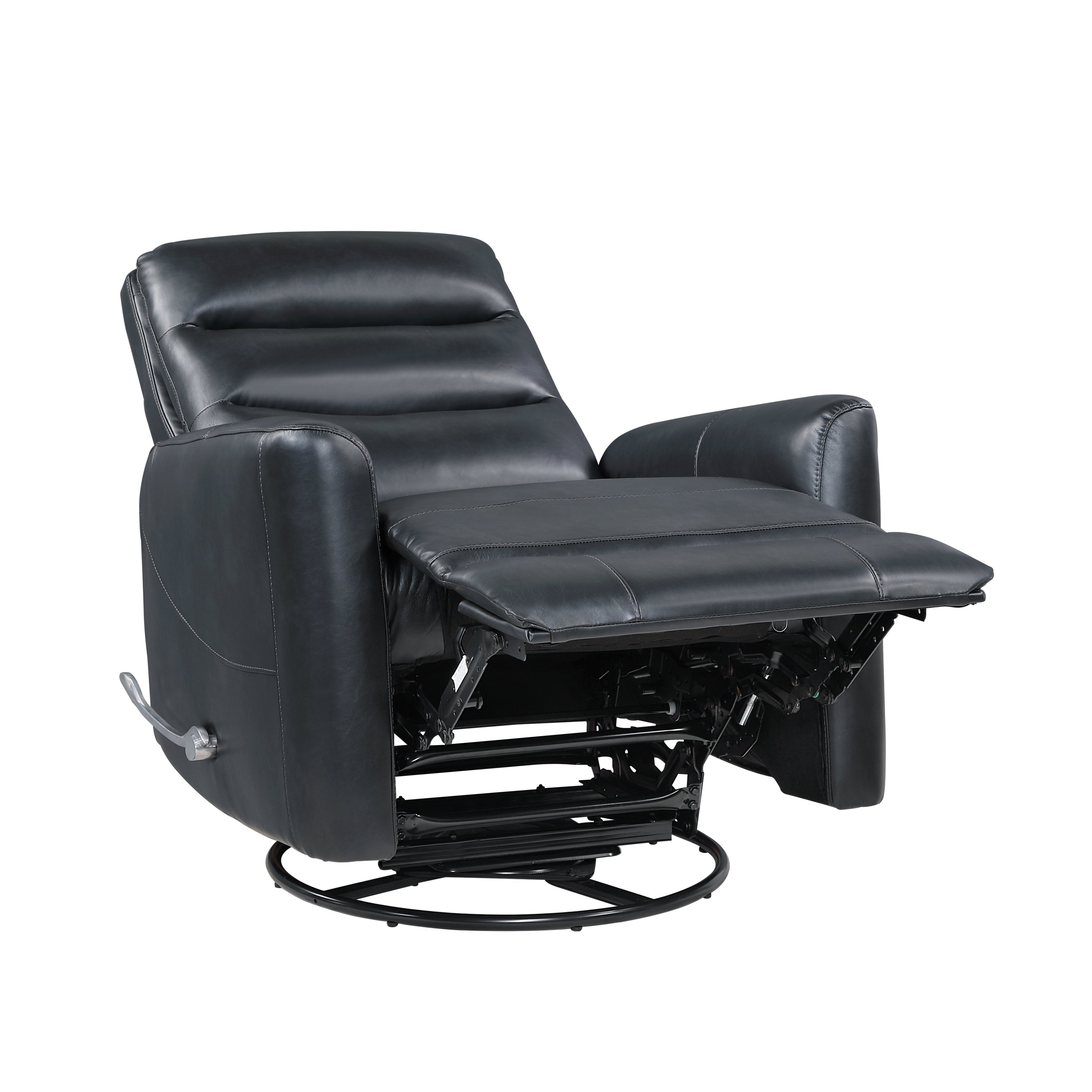 Takami Swivel Recliner - Black / Vegan Leather