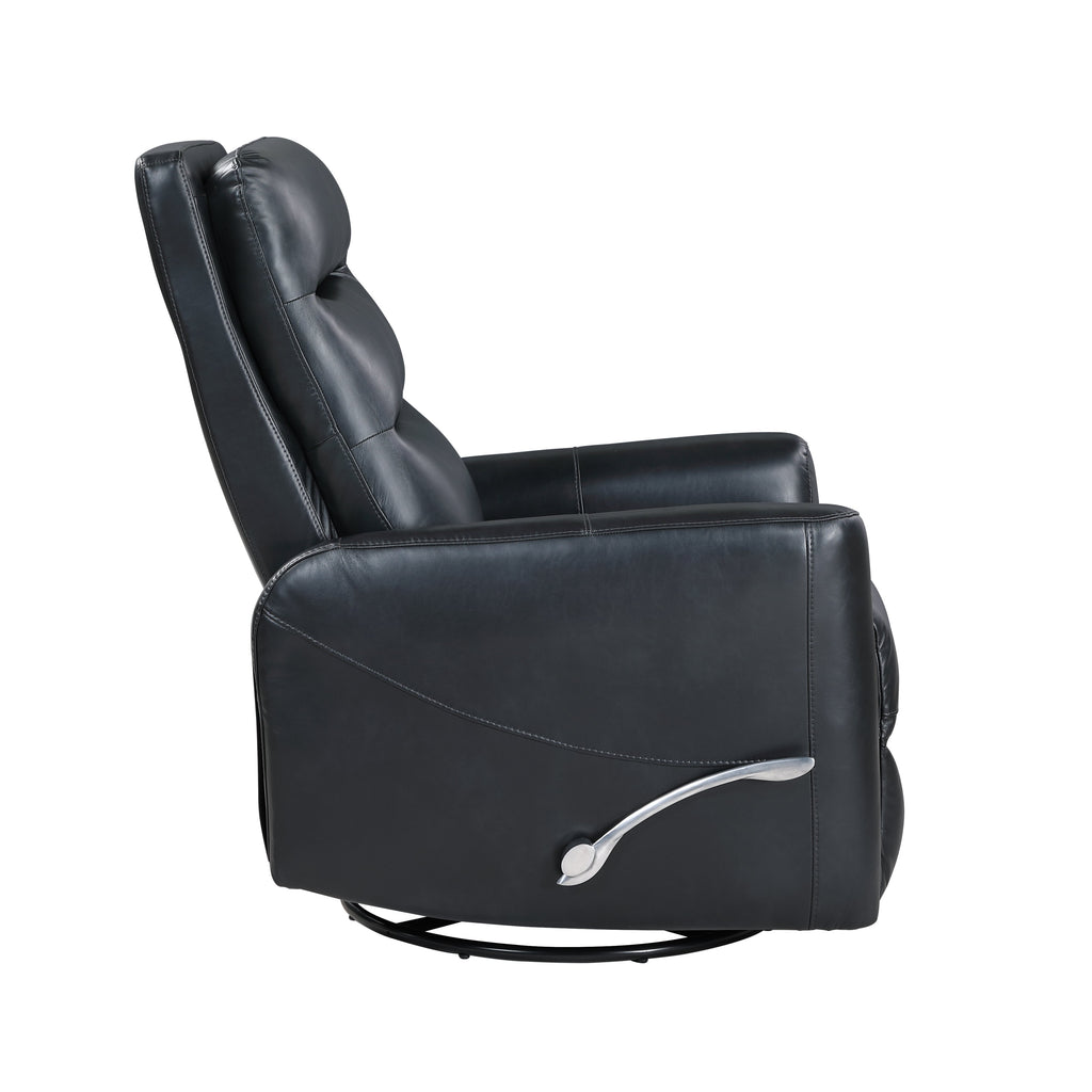 Takami Swivel Recliner - Black / Vegan Leather