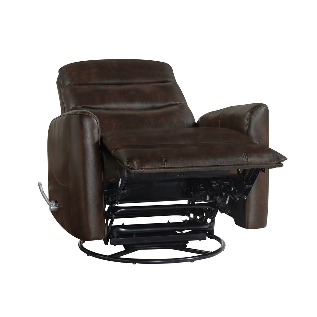Takami Swivel Recliner - Brown / Vegan Leather