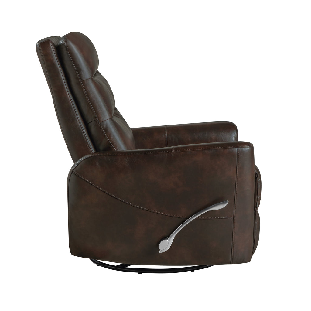 Takami Swivel Recliner - Brown / Vegan Leather