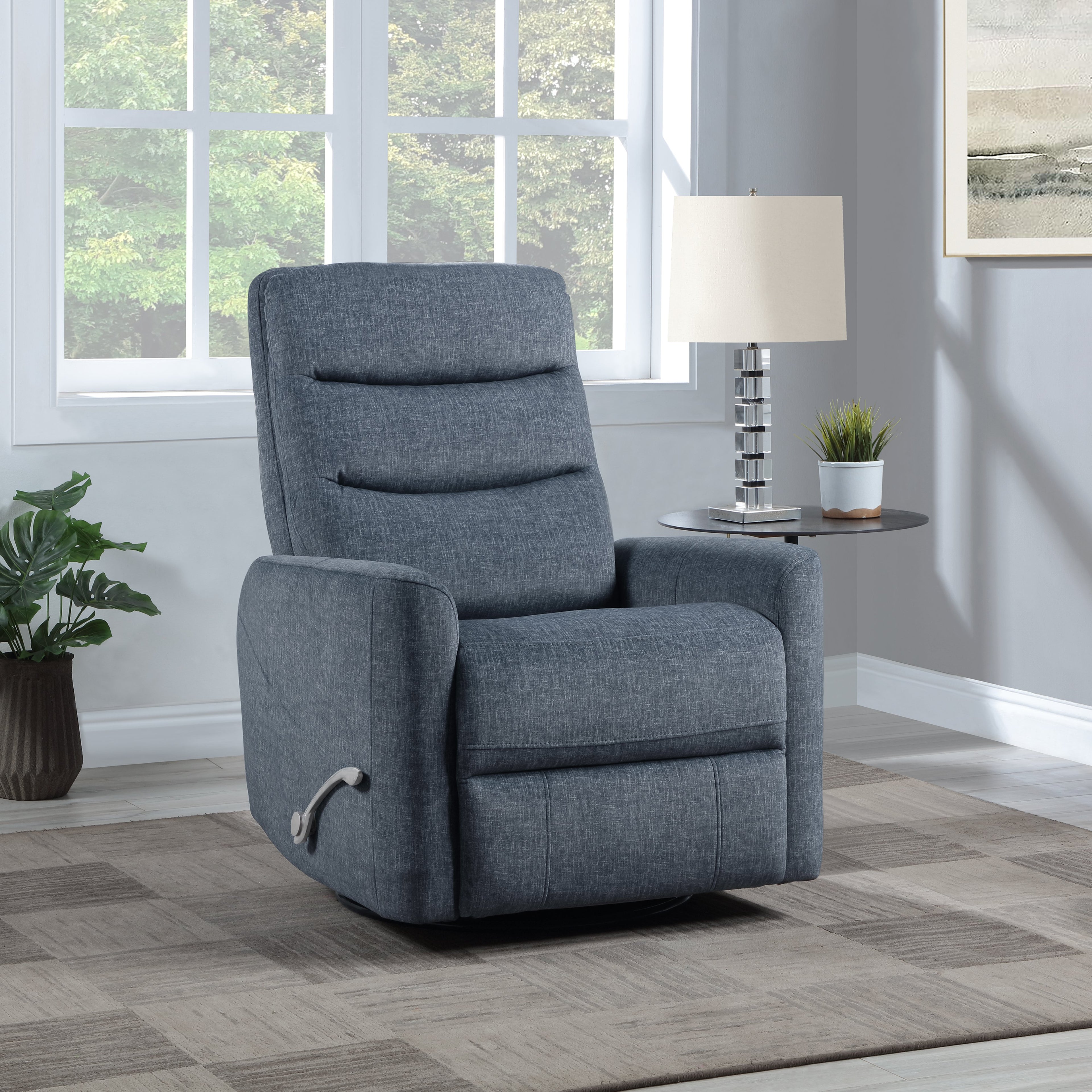 Takami Swivel Recliner - Blue / Polyester