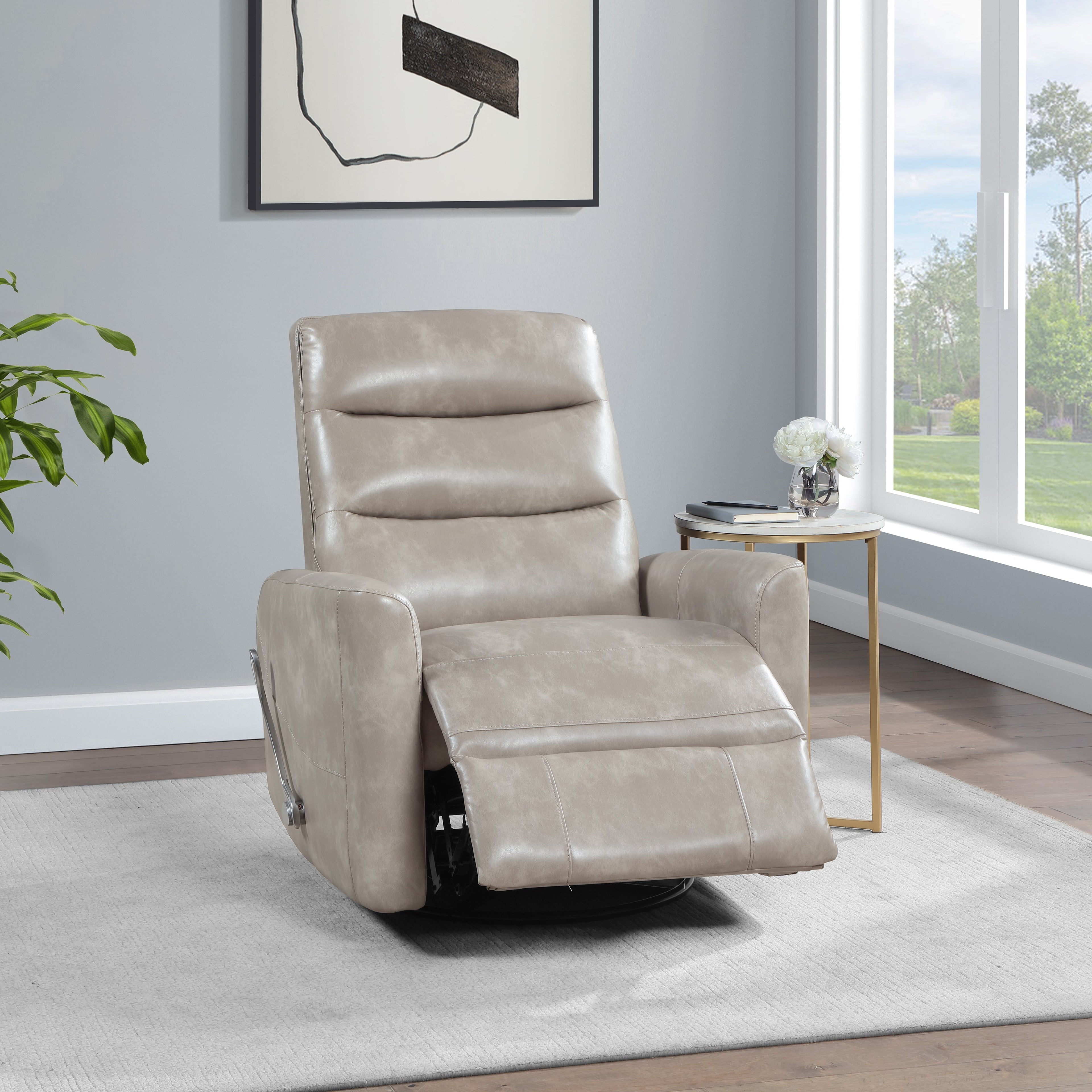 Takami Swivel Recliner - Gray / Vegan Leather