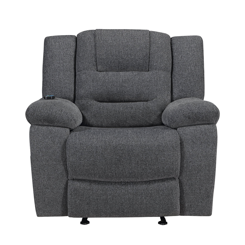 Redondo Glider Recliner w/Heat And Massage-Dk Gray