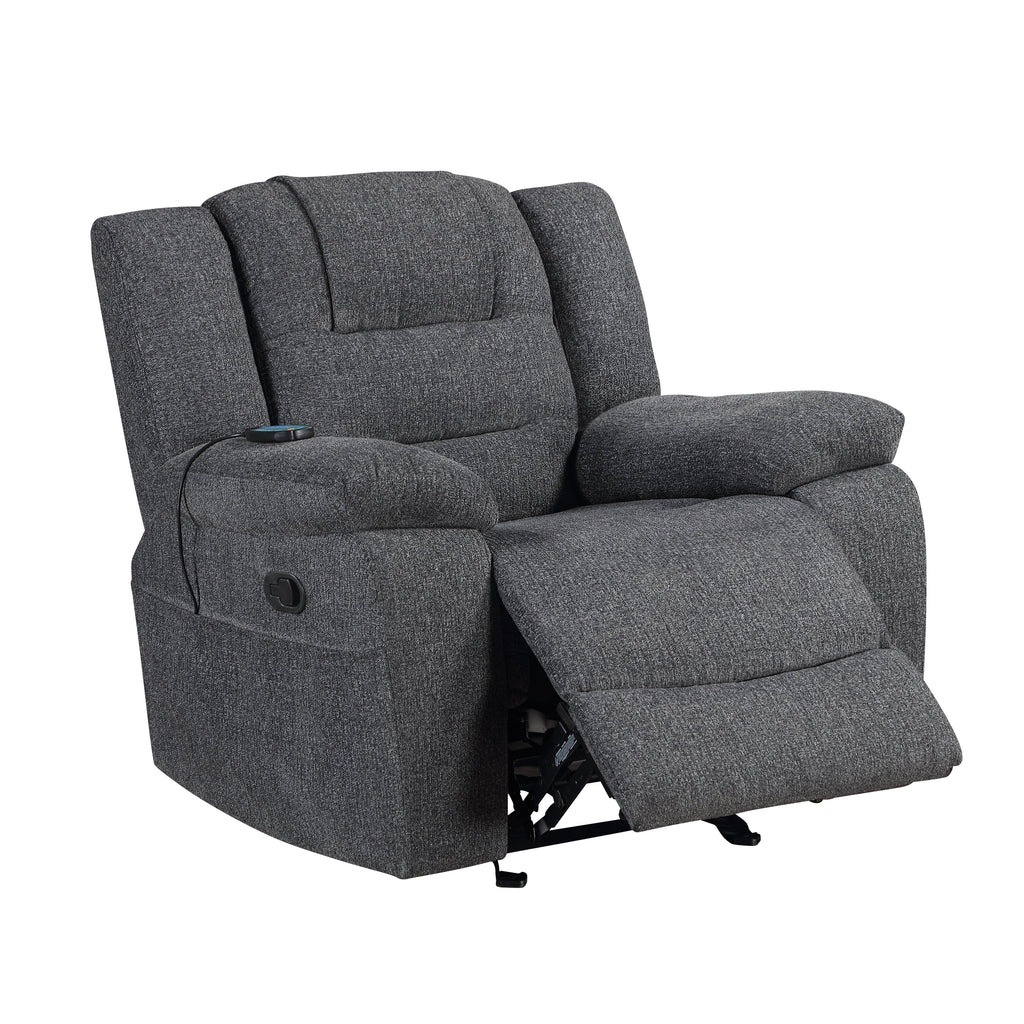 Redondo Glider Recliner w/Heat And Massage-Dk Gray